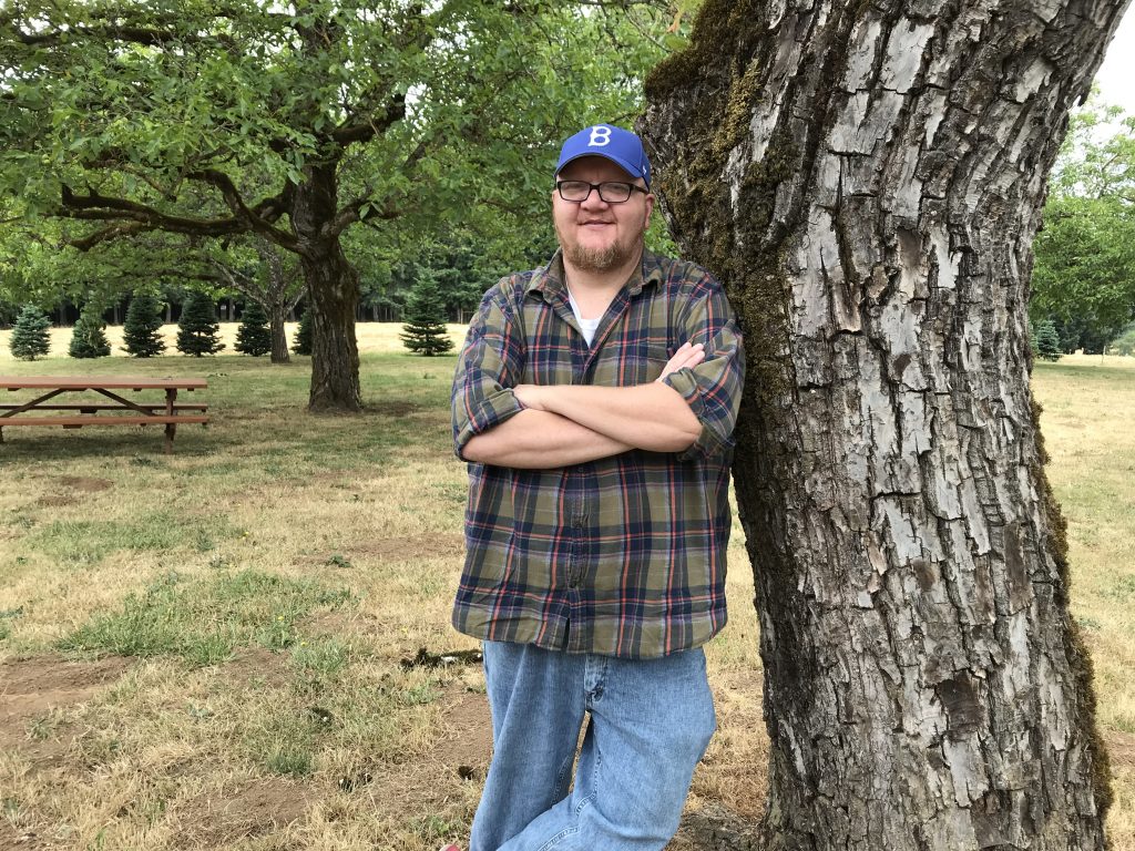 Blanchet Farm resident Brian Buckner and A-dec employee.