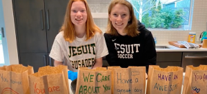 Jesuit High School students make sack lunches for Blanchet House
