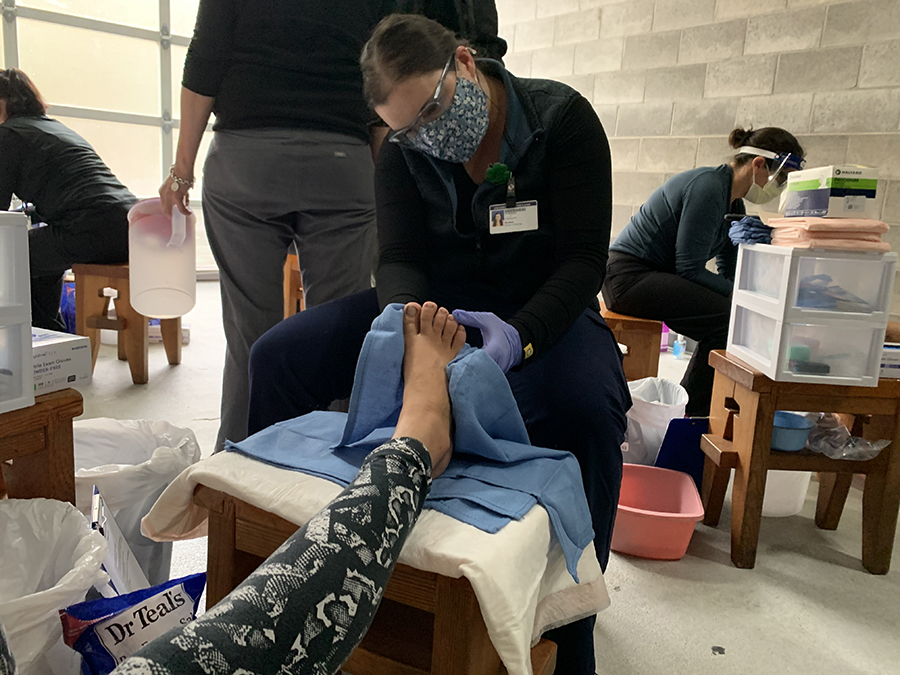 Foot care clinic for homeless at Blanchet House