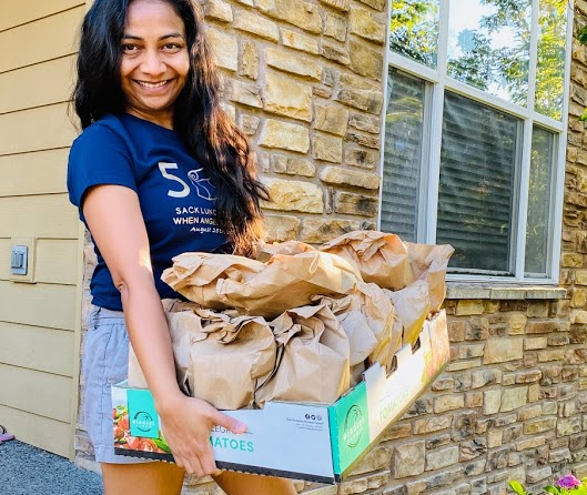 Bansi Haria and her family made sack lunches for Blanchet House.