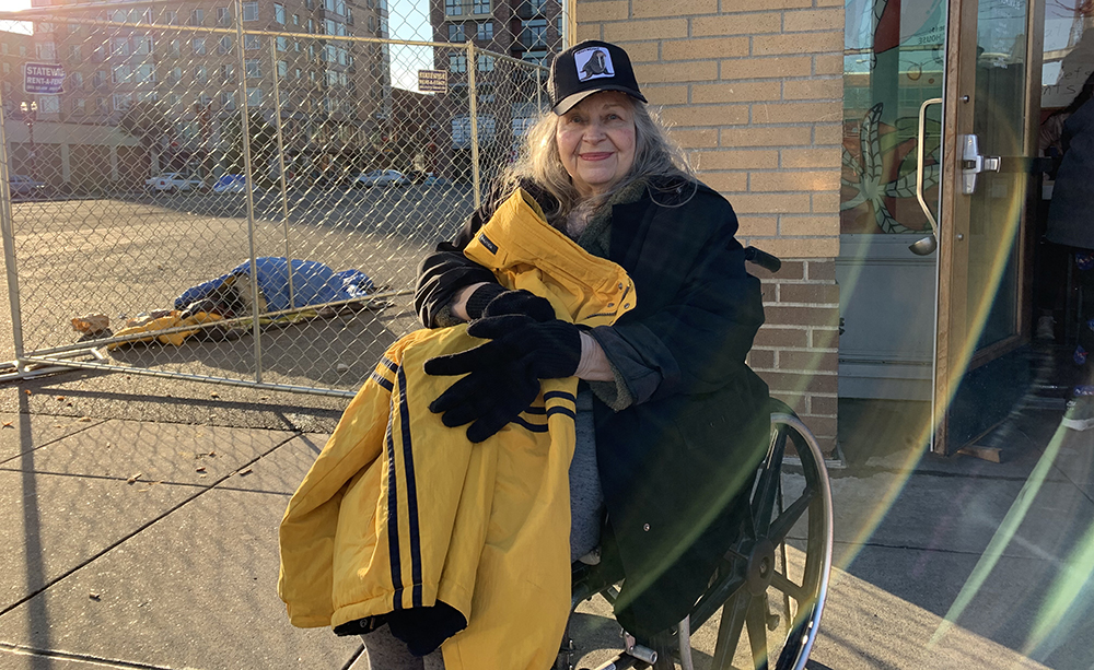 "Thank you. It's so nice." Sherri picked up a pretty yellow warm and waterproof coat ahead of the winter storm. We offer a wide assortment of clothing Saturdays and select items throughout the week.