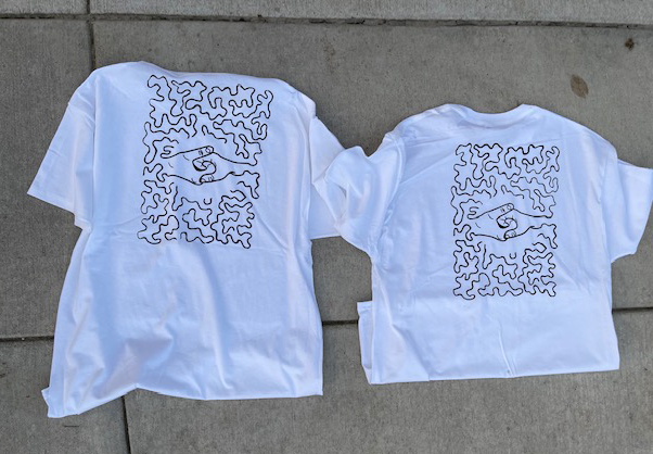The squiggle grid t-shirt design students of Grant High School created for their Shirts For Shelter fundraiser.