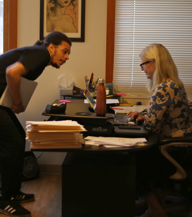 Blanchet House Case management Kristi and Christian in office