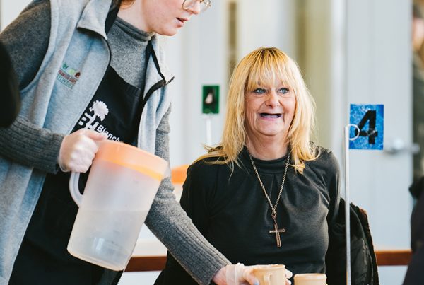 Blanchet House's cafe promotes happiness by serving homeless guests with respect and dignity. 2018_credit Christine Dong