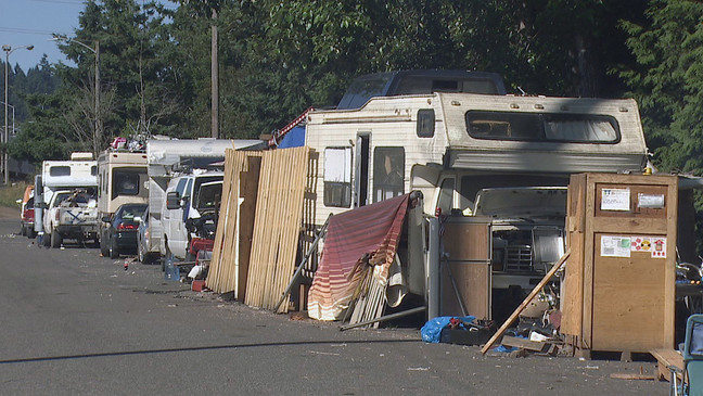 Homeless camp RV Portland