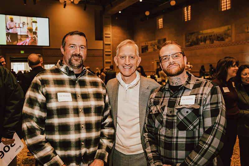 Bob Wendover, Portland Mayor Keith Wilson, and Eric Shumway at the Lend a Helping Hand Brunch held at the Portland Art Museum on March 2.