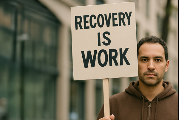 Medicaid work requirements recovery sign holding