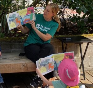 Julie Showers reading Toby Green Bean Books