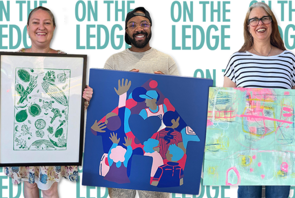 Daren Todd collage with Yancey and Angela On the Ledge Art Show